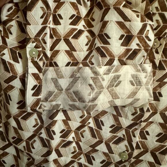 Chicos Size 4 US XXL 20 Linen Fun Time CEO No Iron Maxi Tunic 3/4 Sleeve Brown - Picture 6 of 9